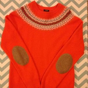 J. Crew Sweater Orange with elbow patches