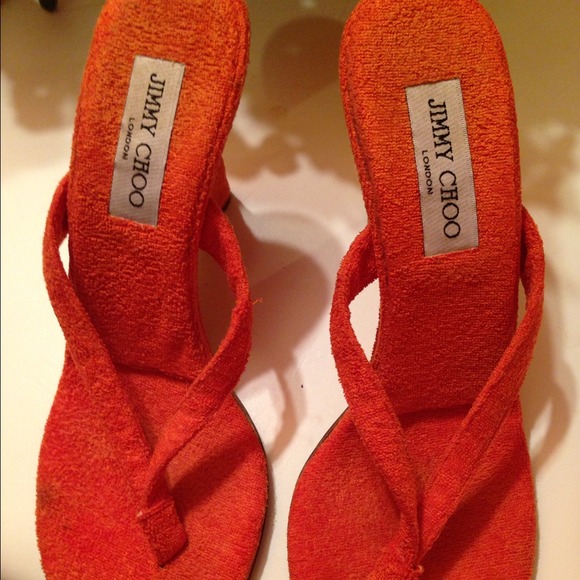 Authentic jimmy choo poppi/orange terry size 40 - Picture 1 of 3