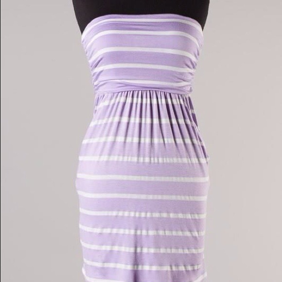 Lavender Striped Tube Dress