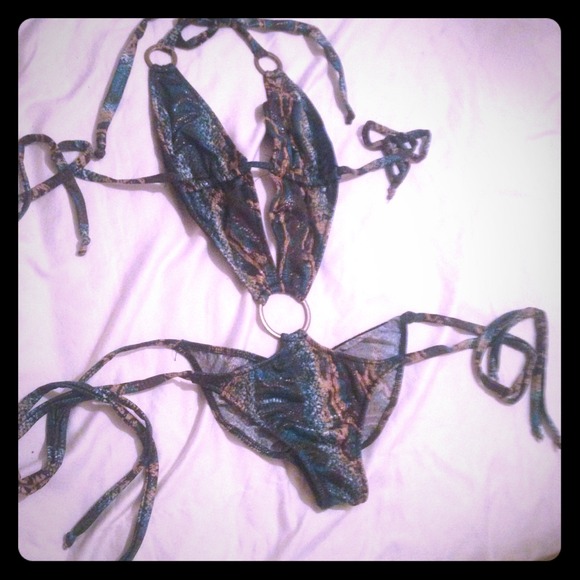 J valentine one piece snakeskin scrunch bikini!