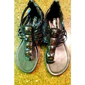 Black embellished sandals