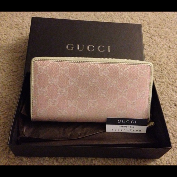 Gucci Pink Canvas Clutch Wallet