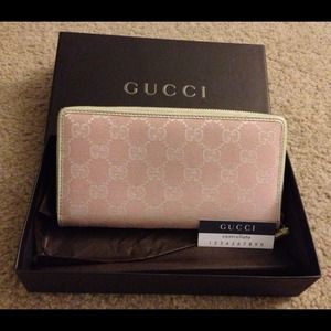 Gucci Pink Canvas Clutch Wallet