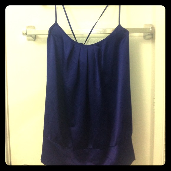 Purple silk criss cross dress top