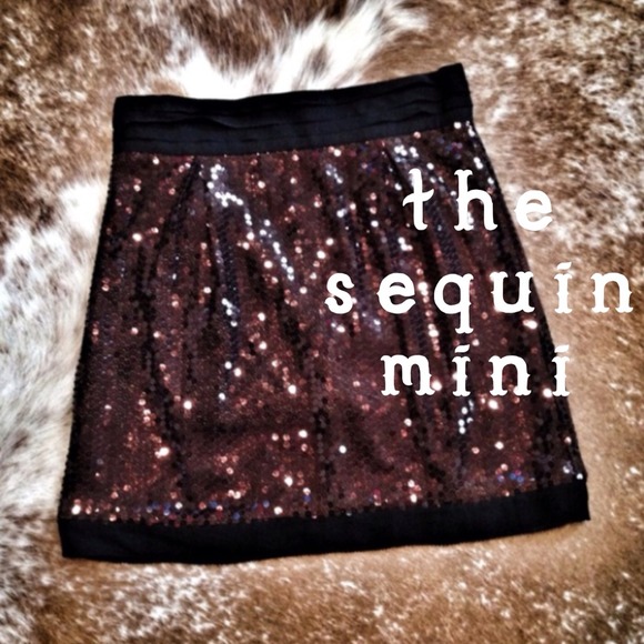 🎉PRICE CUT!!!🎉NWT Plum & Black Sequin Mini Skirt
