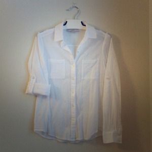 Ann Taylor LOFT Sheer and Pretty Button Down