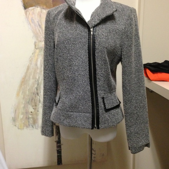 Jackets & Blazers - asymmetrical zipper tweed jacket