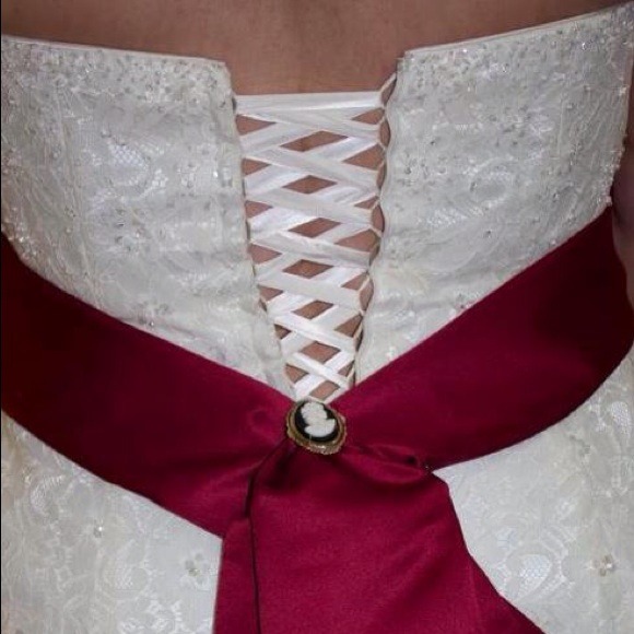 Beaded Lace Hi Low Wedding Dress - Picture 2 of 4