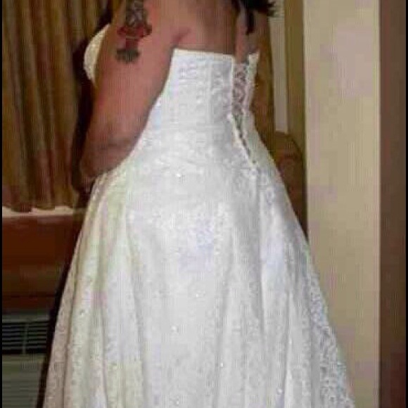 Beaded Lace Hi Low Wedding Dress - Picture 3 of 4