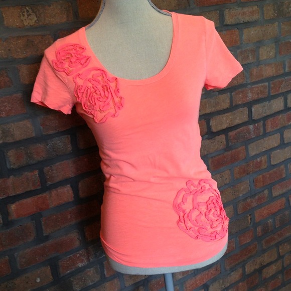 NEON!!! J.Crew Beaded Flower Tee