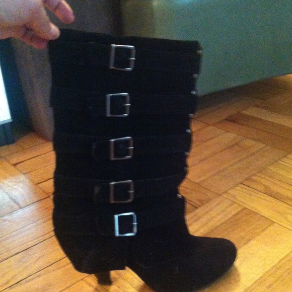 Black suede boots