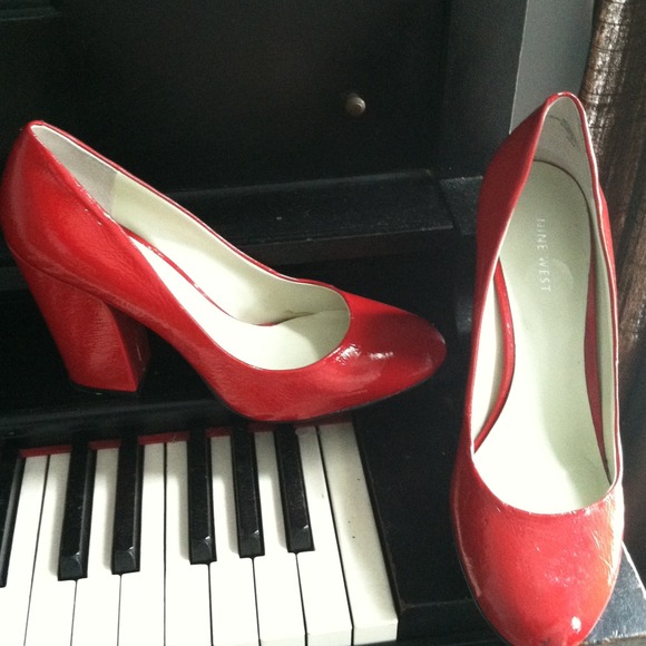 Red Patent Leather Pumps.