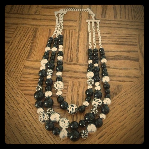 Black and silver beaded necklace.