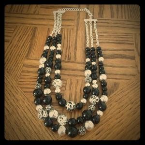 Black and silver beaded necklace.