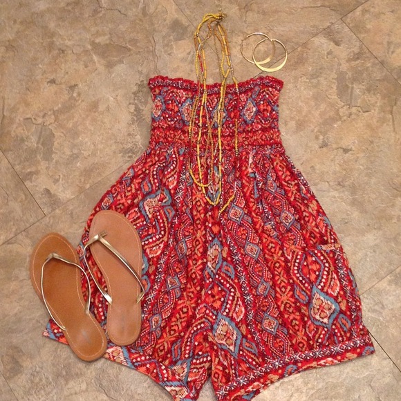 Strapless Aztec romper