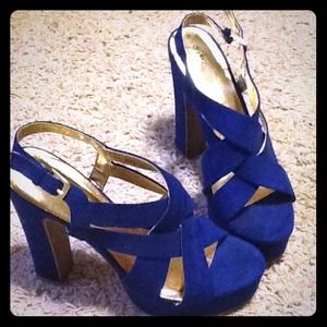 REDUCED! Blue Platform thick heels