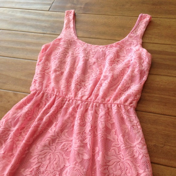 *SOLD* Pink Lace Crochet Floral Babydoll Dress - Picture 2 of 3