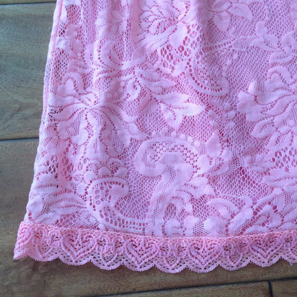 *SOLD* Pink Lace Crochet Floral Babydoll Dress - Picture 3 of 3