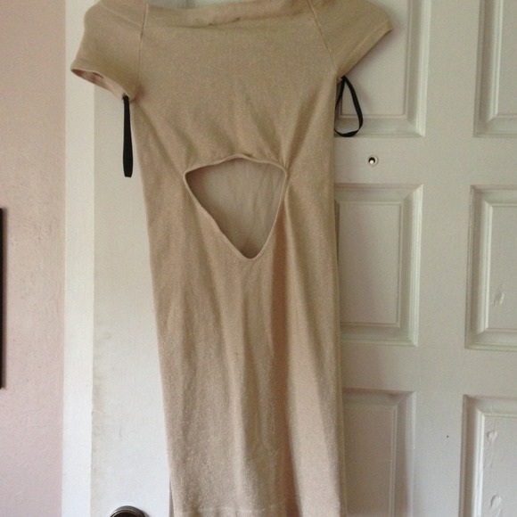 SOLD🚫BEBE creme & gold dress - Picture 3 of 3