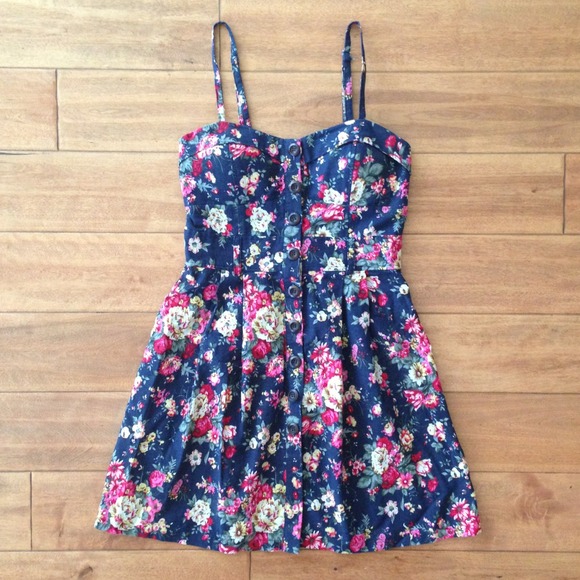 Dresses & Skirts - *SOLD* Floral Boho Corset Bralette Skater Dress