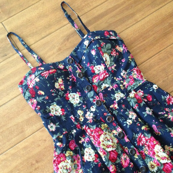 *SOLD* Floral Boho Corset Bralette Skater Dress - Picture 2 of 3
