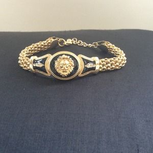 Gold And Black Lion  Bracelet with Rhinestone