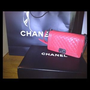 Red Chanel boy bag