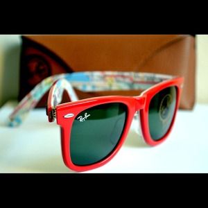 RAY BAN RB2140 RED SUBWAY MAP, GREEN LENS 50mm