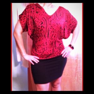 Black and red leopard print top