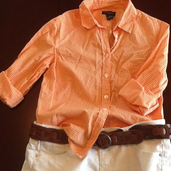 Gingham orange button-up