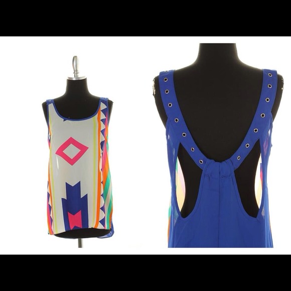 Royal blue Aztec top