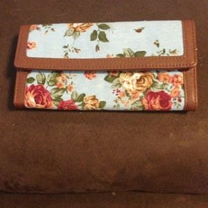 blue floral print wallet