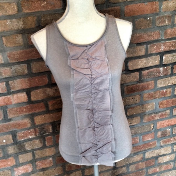 J.Crew Gray Sleeveless Ruffle/Tulle Tank