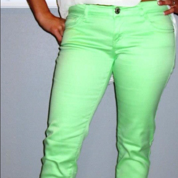 Pastel green skinny jeans