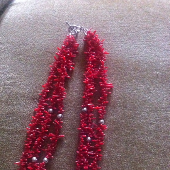 Genuine red coral & sterling beaded necklace - Picture 2 of 4