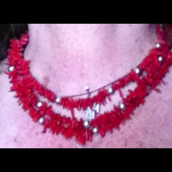 Genuine red coral & sterling beaded necklace - Picture 3 of 4