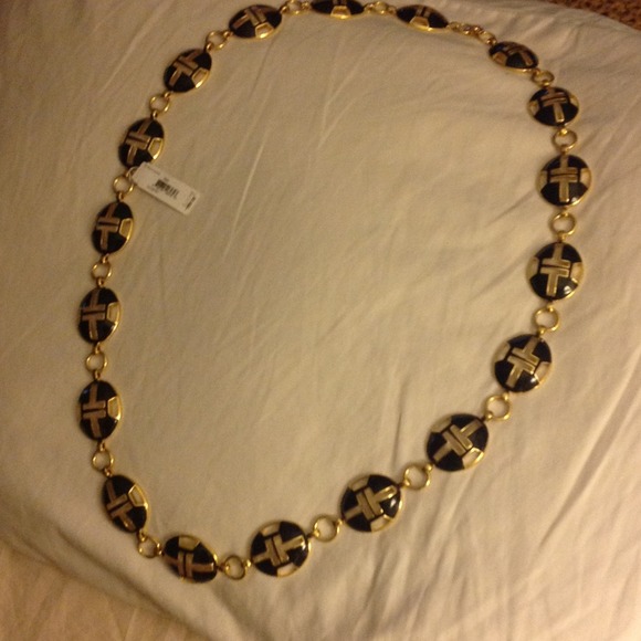 Authentic Tory Burch necklace black and gold