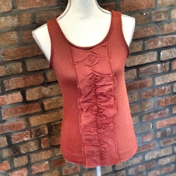 J. Crew Rust Ruffle & Tulle Tank