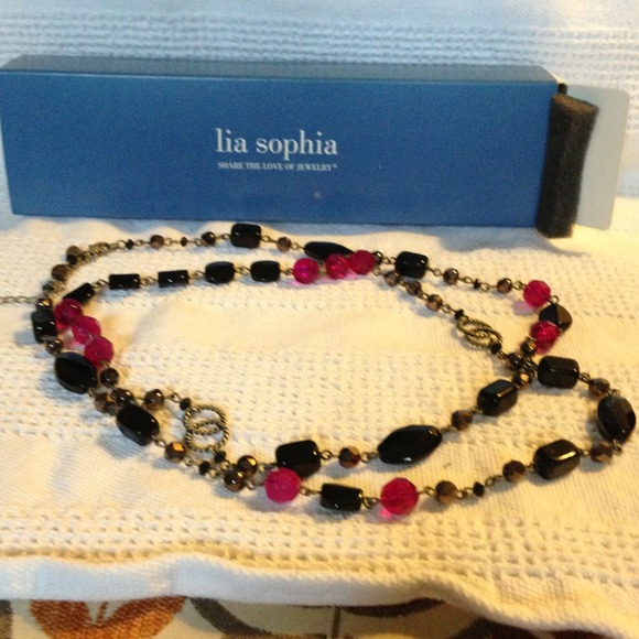 "Raspberry splash necklace" extends to 41 inches