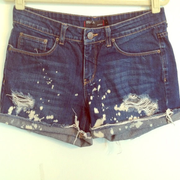Bleach dyed denim shorts