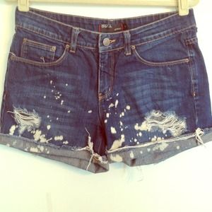 Bleach dyed denim shorts