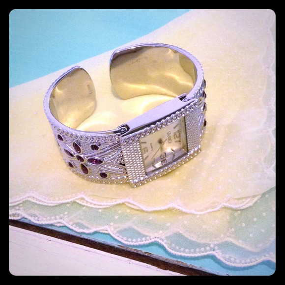 Brand New Silver and Purple Gem Bracelet Watch