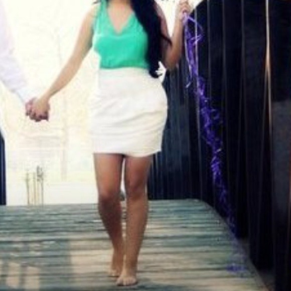 Mint and cream dress