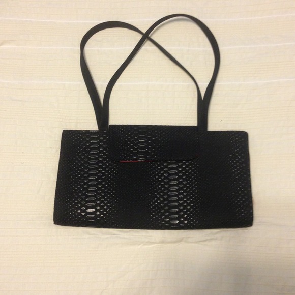 Black Faux Snake Skin Purse