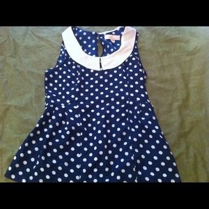 Blue, polkadot peplum