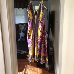 Polyester summer dress made in India.