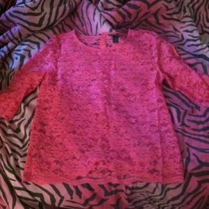 Pink lace courter sleeve top