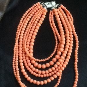 Coral Beaded Swag Necklace