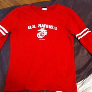 USMC women's baseball style red shirt