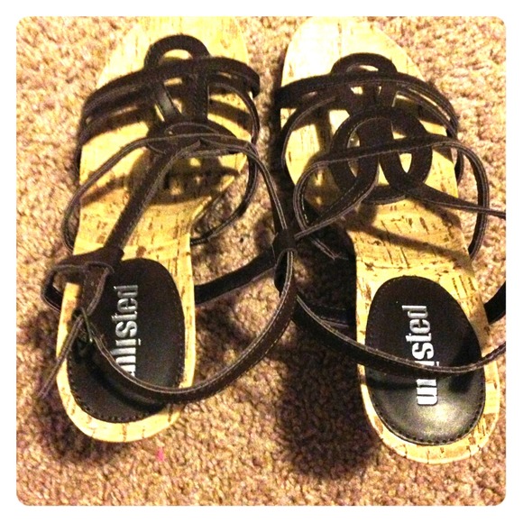 Brown strapy wedges